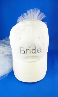 White "Bride" Cap w/ Veil